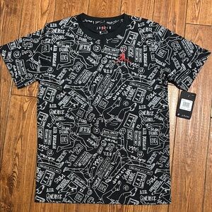 Jordan Black and Red Short Sleeve Tee with Urban Design
